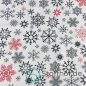 Mobile Preview: Baumwolle Schneeflocken Anthrazit Rot Weihnachten