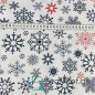 Mobile Preview: Baumwolle Schneeflocken Anthrazit Rot Weihnachten