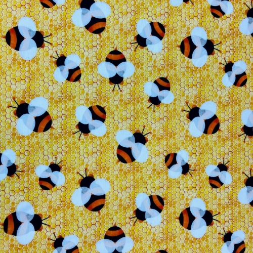 Baumwolljersey Fleißige Bienen / Honig Gelb