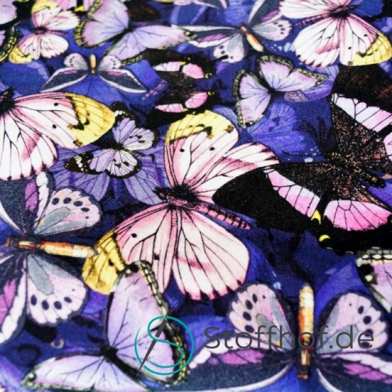 Baumwolljersey Schmetterlinge Lila