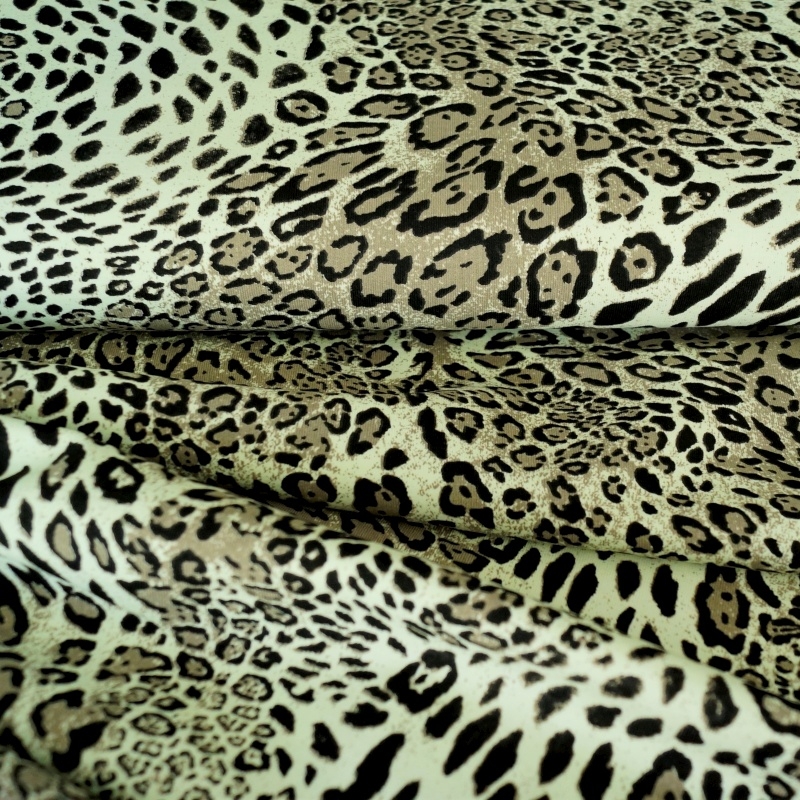 French Terry Sommersweat Leopardenmuster Beige Ecru