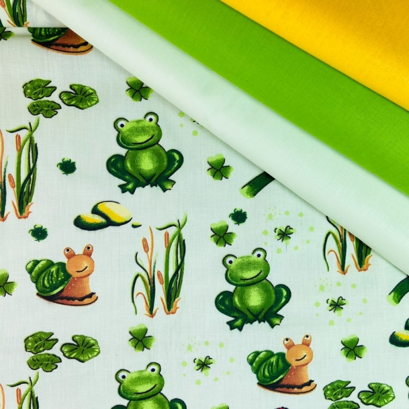 Stoffe, Meterware, Online-Shop - Baumwolle Frosch und Schnecke